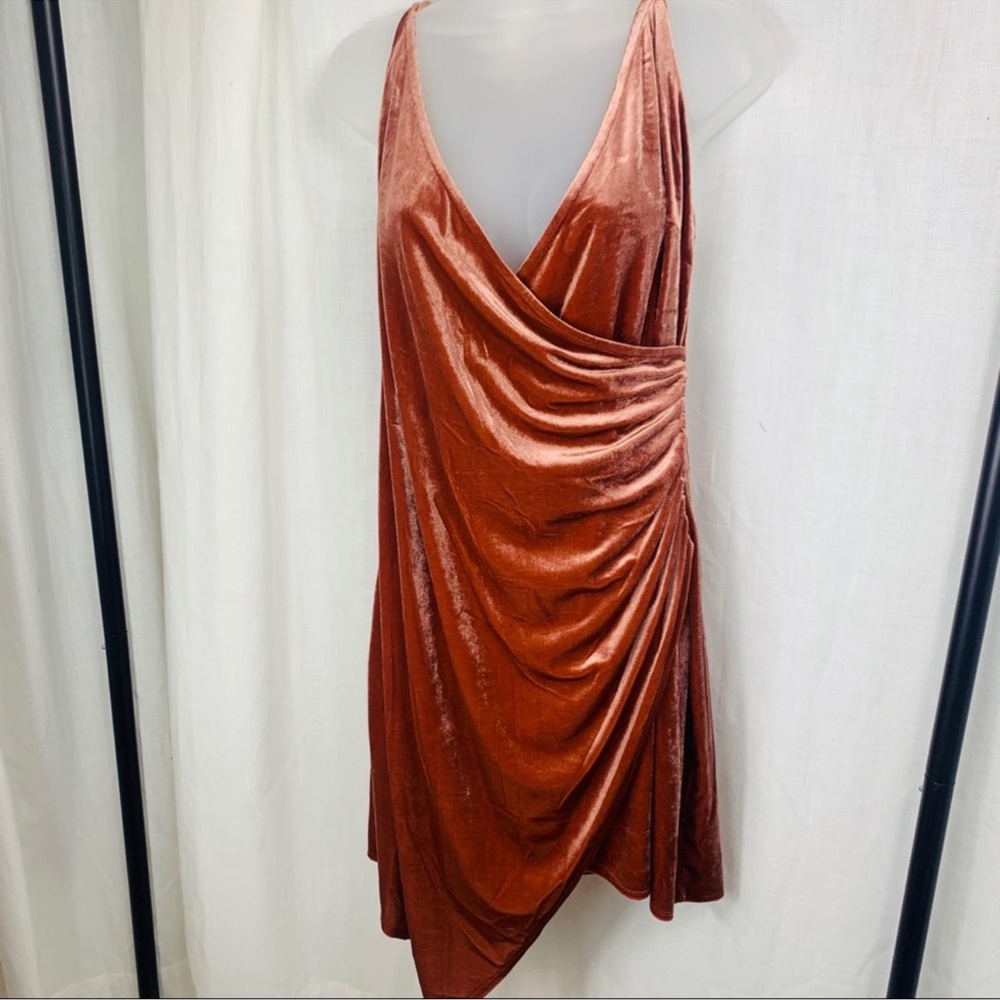 Forever 21 Plus Size Rust Suede Faux Wrap Dress